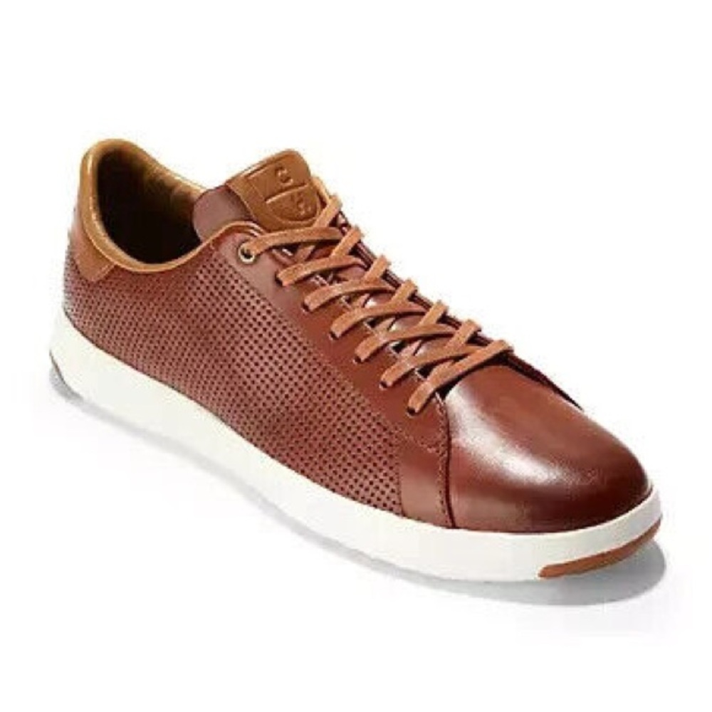 Cole Haan Men's GrandPrø Tennis Sneaker in brown leather Size 11